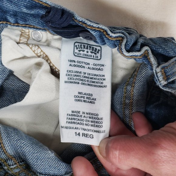 Adjustable Waist Relaxed Straight Leg Blue Jeans Size 14 Reg Levis Signature - Picture 4 of 11